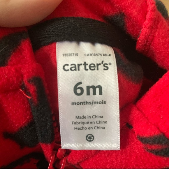 6 month red fleece Carter’s sweater - Picture 2 of 2